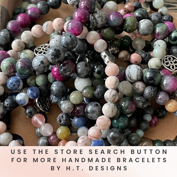 Sodalite & Lava Stone - Handmade Beaded Bracelet Set - Picture 9 of 10